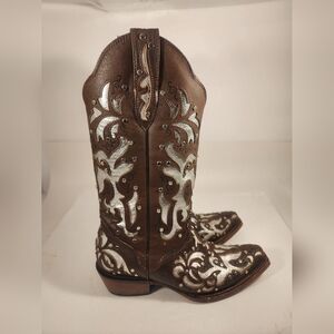 JB Dillon Cowgirl Western Boots Womens 8.5 B Leather Cowgirl Rodeo Brown JBA2152